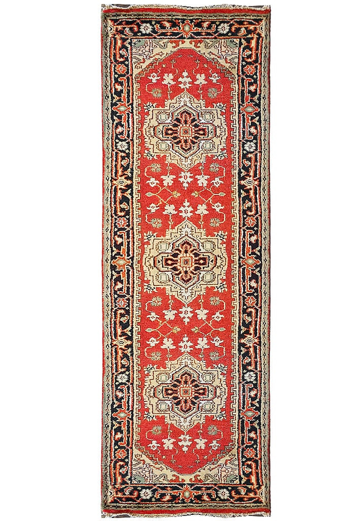 2.7 x 9.11 Handmade Serapi Heriz Wool Runner Rug: 2.7 x 9.11 Handmade Serapi Heriz Wool Runner Rug Free continental US Shipping Introducing the exquisite 2.7 x 9.11 feet New Handmade Serapi Heriz Rug, a stunning addition to elevate your home decor. T