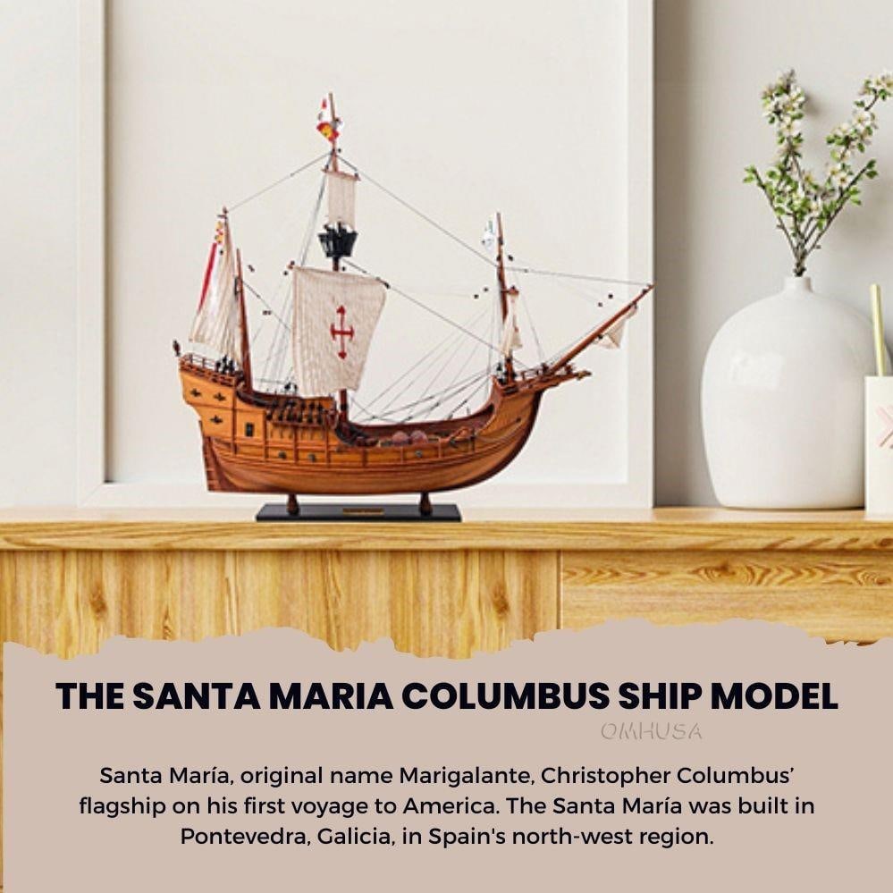 Santa Maria Ship Model Accent Piece 26H 29W 11.50D: Santa Maria Ship Model Accent Piece 26H 29W 11.50D This exquisite accent piece features a detailed model of the Santa Maria, the historic ship of Christopher Columbus. Crafted with precision, it stand