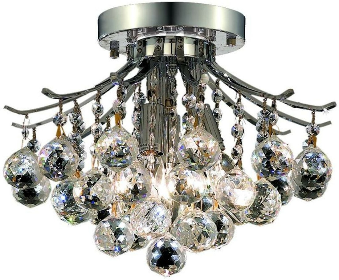 Toureg 3 Light Crystal Flush Mount Chandelier 12 Inch Chrome (1 of 2)