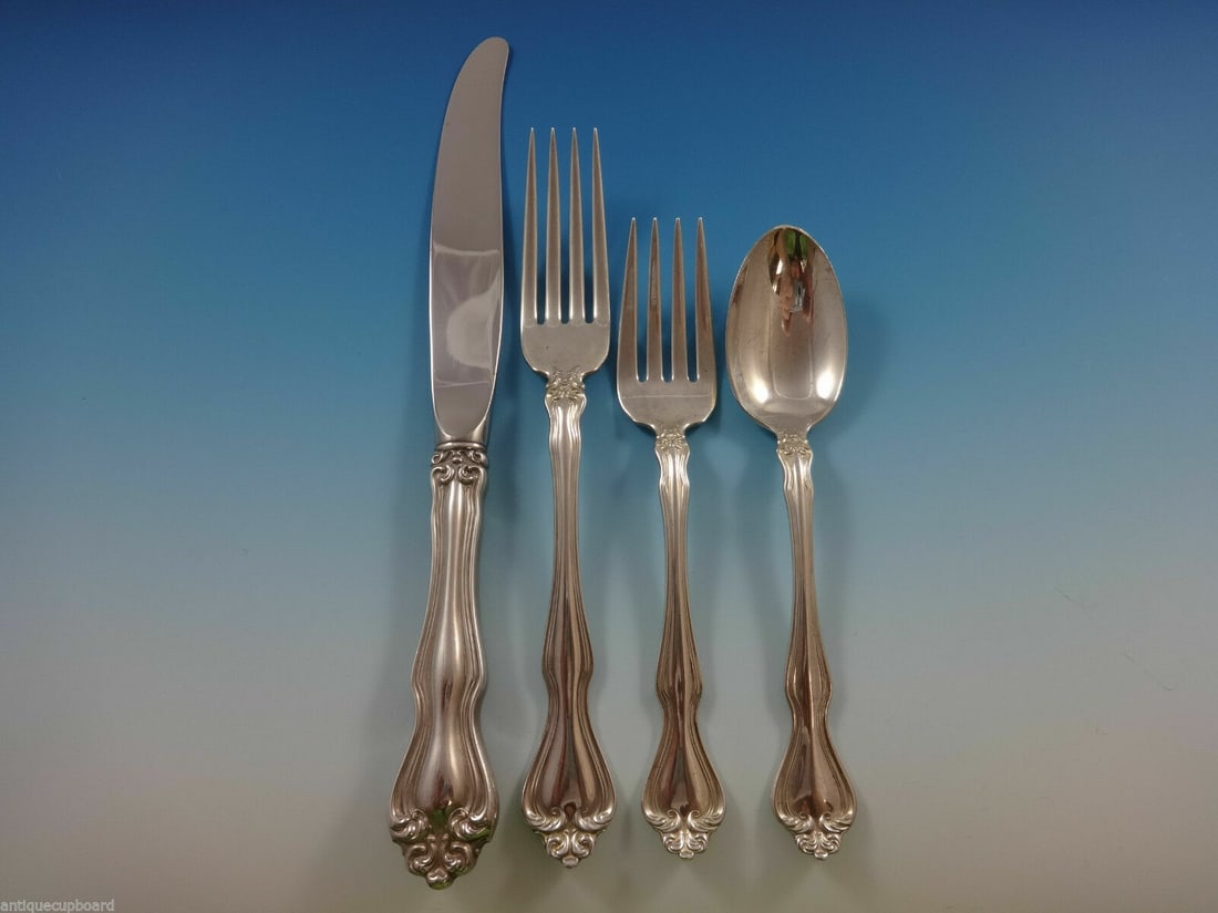 Westmorland Sterling Silver George and Martha 4-Piece Dinner Set: Westmorland Sterling Silver George and Martha 4-Piece Dinner Set This elegant 4-piece dinner place setting showcases the George and Martha pattern by Westmorland, crafted from high-quality sterling si