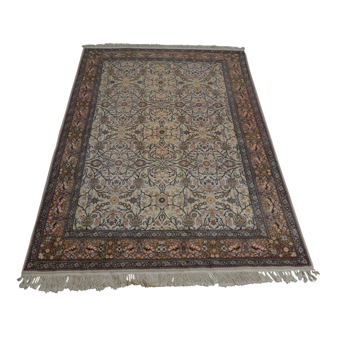 Vintage 7x10 Hand-Woven Wool Area Rug Blue 60 Years Old (1 of 6)