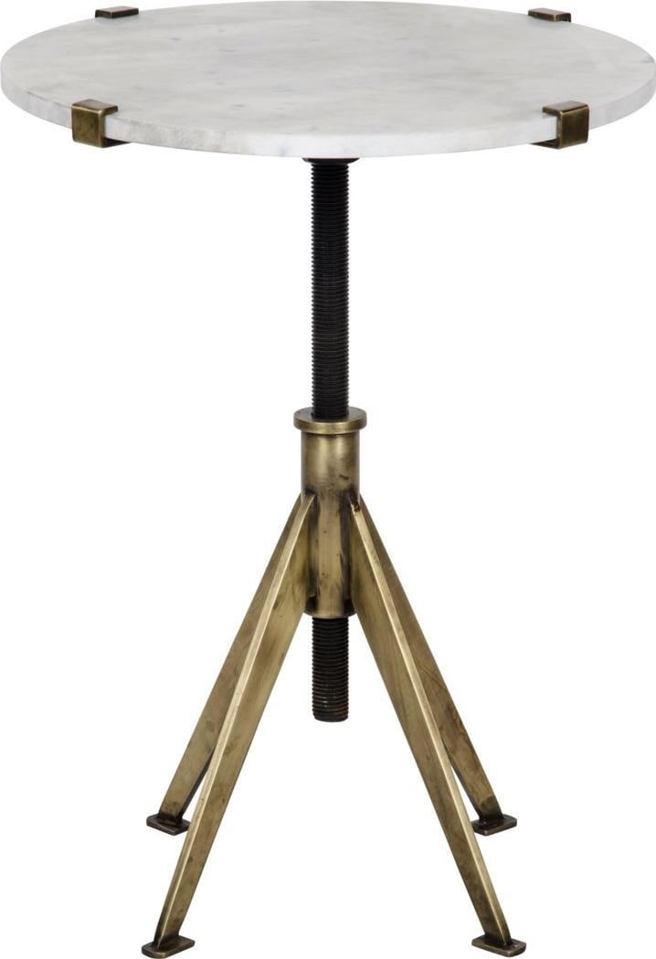 Noir Edith Brass Adjustable Side Table Industrial Style: Noir Edith Brass Adjustable Side Table Industrial Style This exquisite Antique Style Brass Adjustable Side Table features a charming industrial design that complements both vintage and modern decor. C
