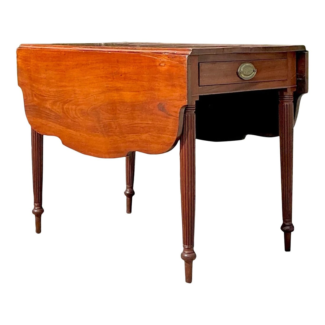 Vintage Regency Scalloped Drop-Leaf Table in Sienna Wood: Vintage Regency Scalloped Drop-Leaf Table in Sienna Wood Enhance your home decor with this Vintage Regency Scalloped Drop-Leaf Table. With its elegantly scalloped edges and rich wood finish, this tabl