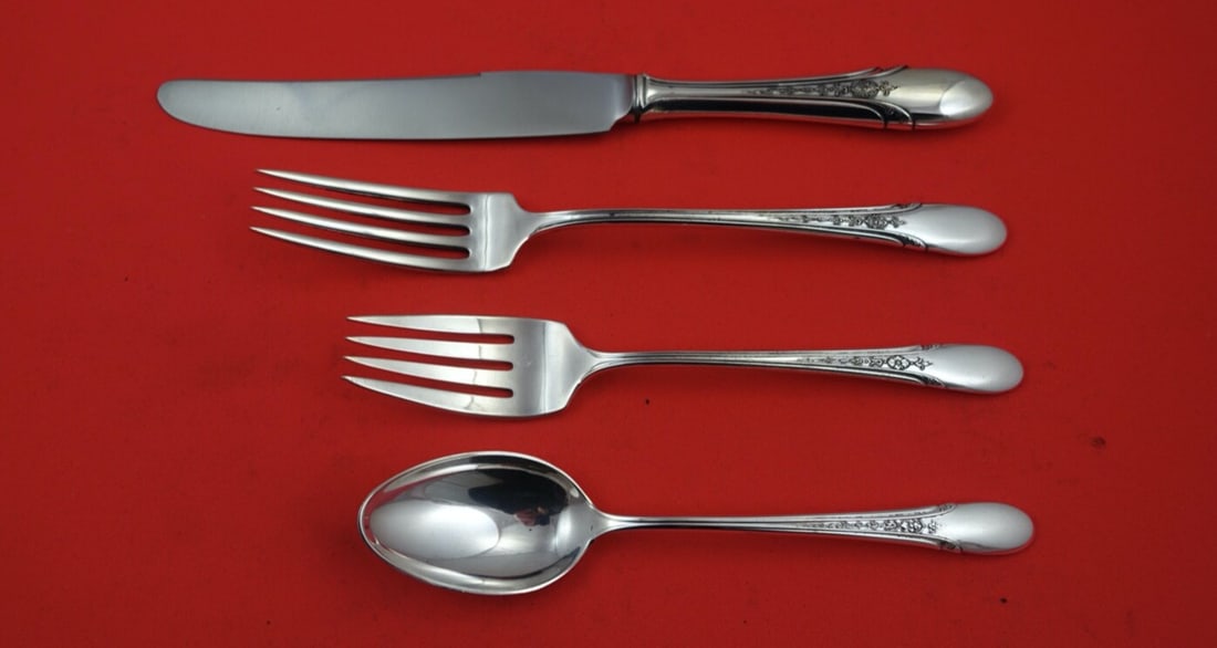 Towle Symphony Chased Sterling Silver 4-Piece Flatware Set: Towle Symphony Chased Sterling Silver 4-Piece Flatware Set Enhance your dining experience with this elegant 4-piece setting from Towle's Symphony Chased pattern. Crafted from high-quality sterling sil
