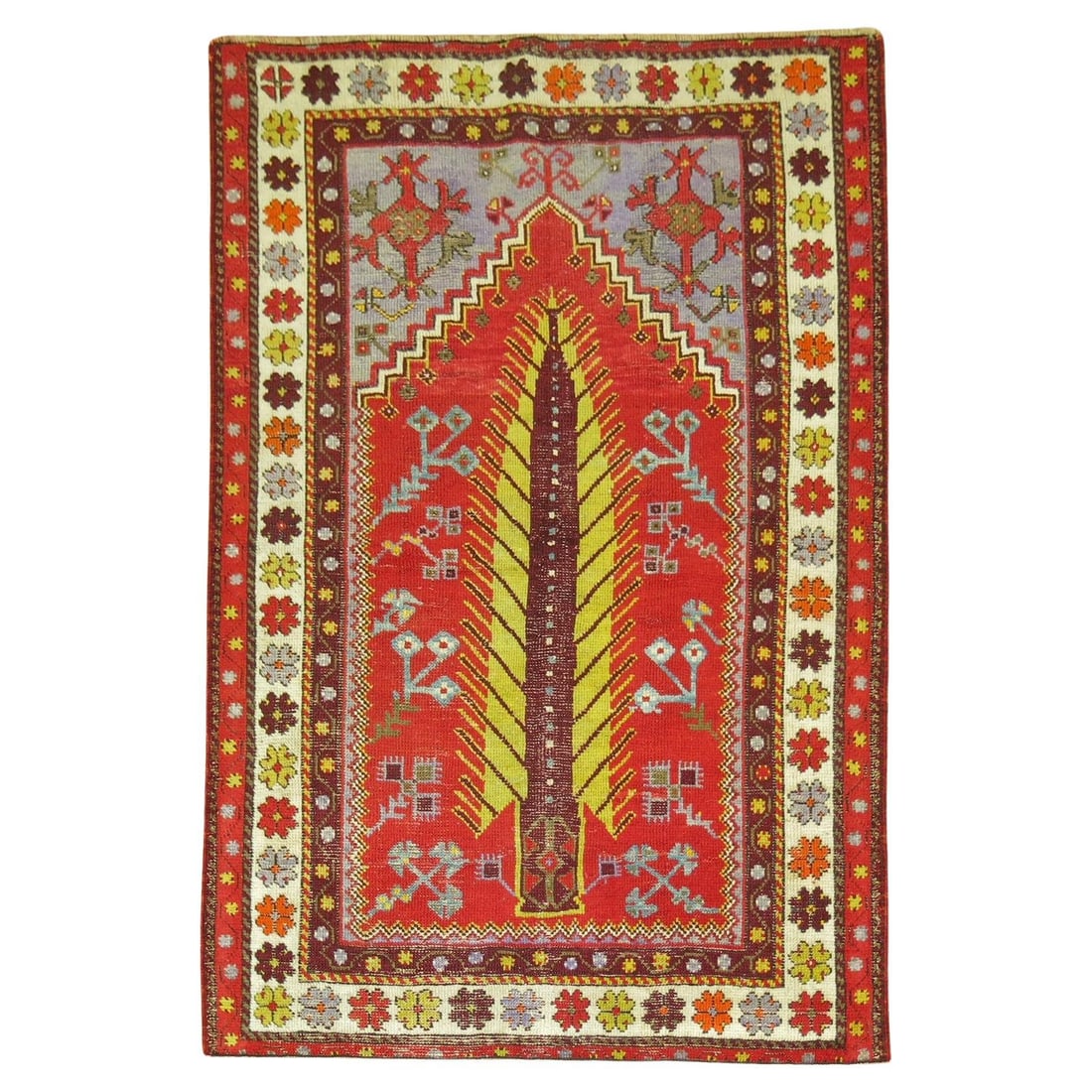 Vintage Turkish Anatolian Hand-Knotted Wool Rug 39 x 54 Greco Roman Style (1 of 5)