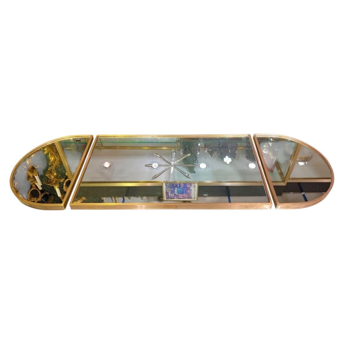 Three Piece Bronze Table Plateau with Mirror Top 42 x 14.25 (1 of 10)