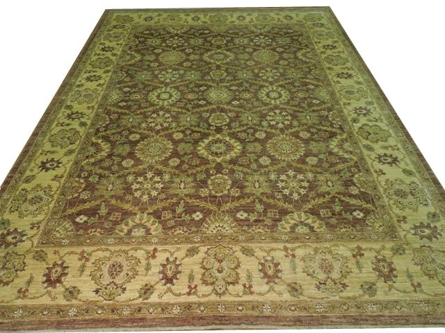 8x11 Handcrafted Vegetable Dye Area Rug Brown Green Pakistan (1 of 5)