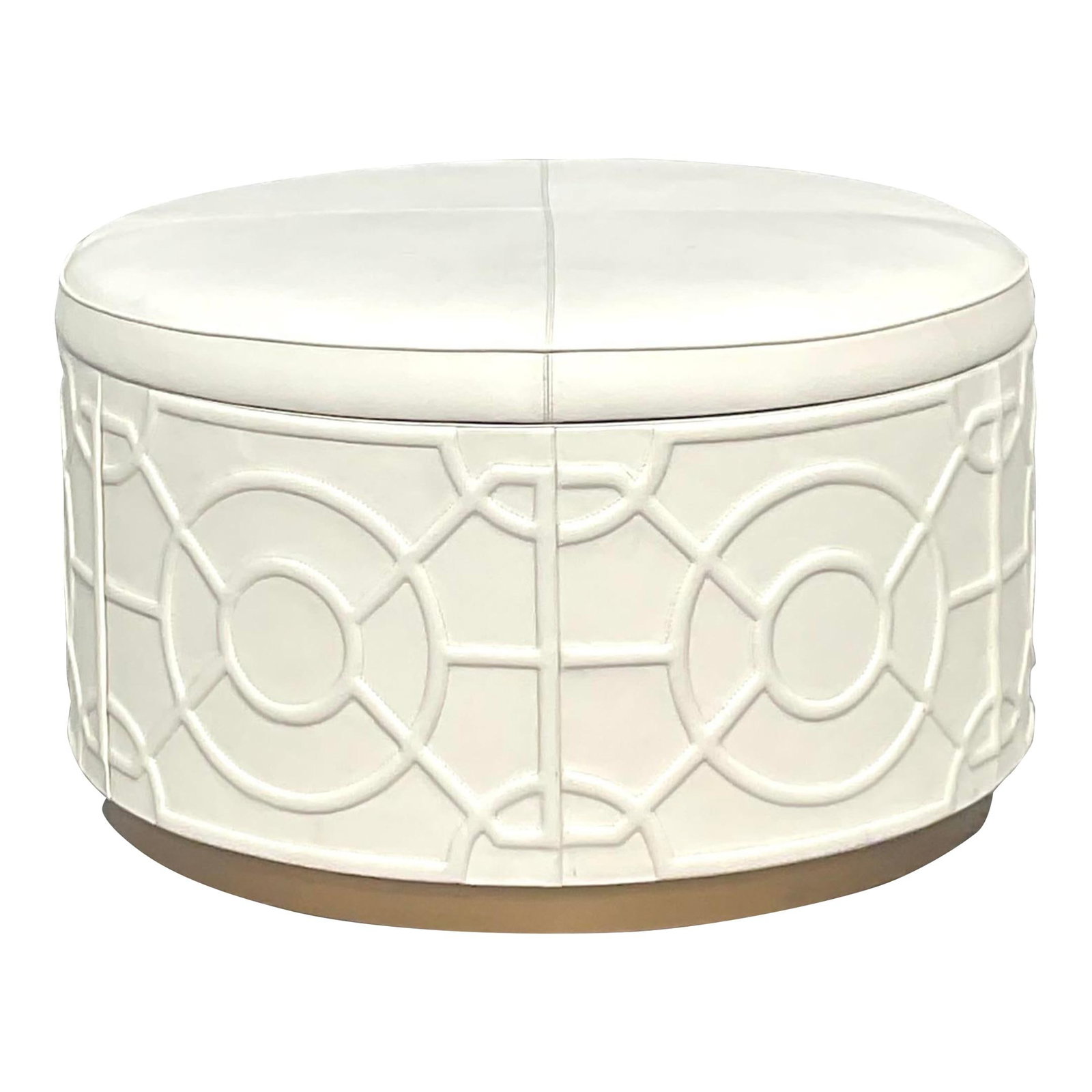 Vintage Regency Alisa Leather Ottoman Ivory Storage Decorative Piece (1 of 10)