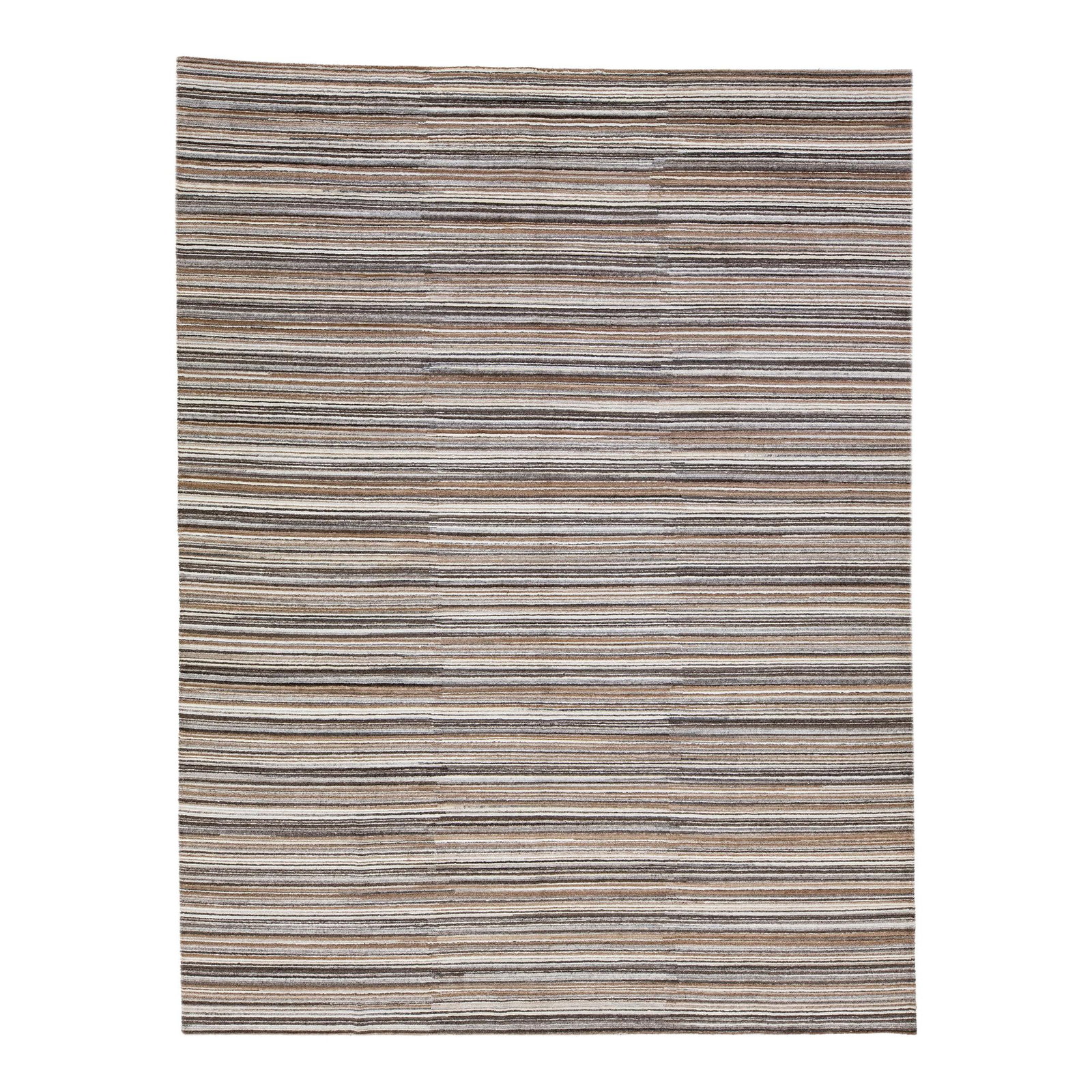 Groove Handmade Bamboo Silk Rug 8'11 x 11'9 Striped Earthy Tones (1 of 7)