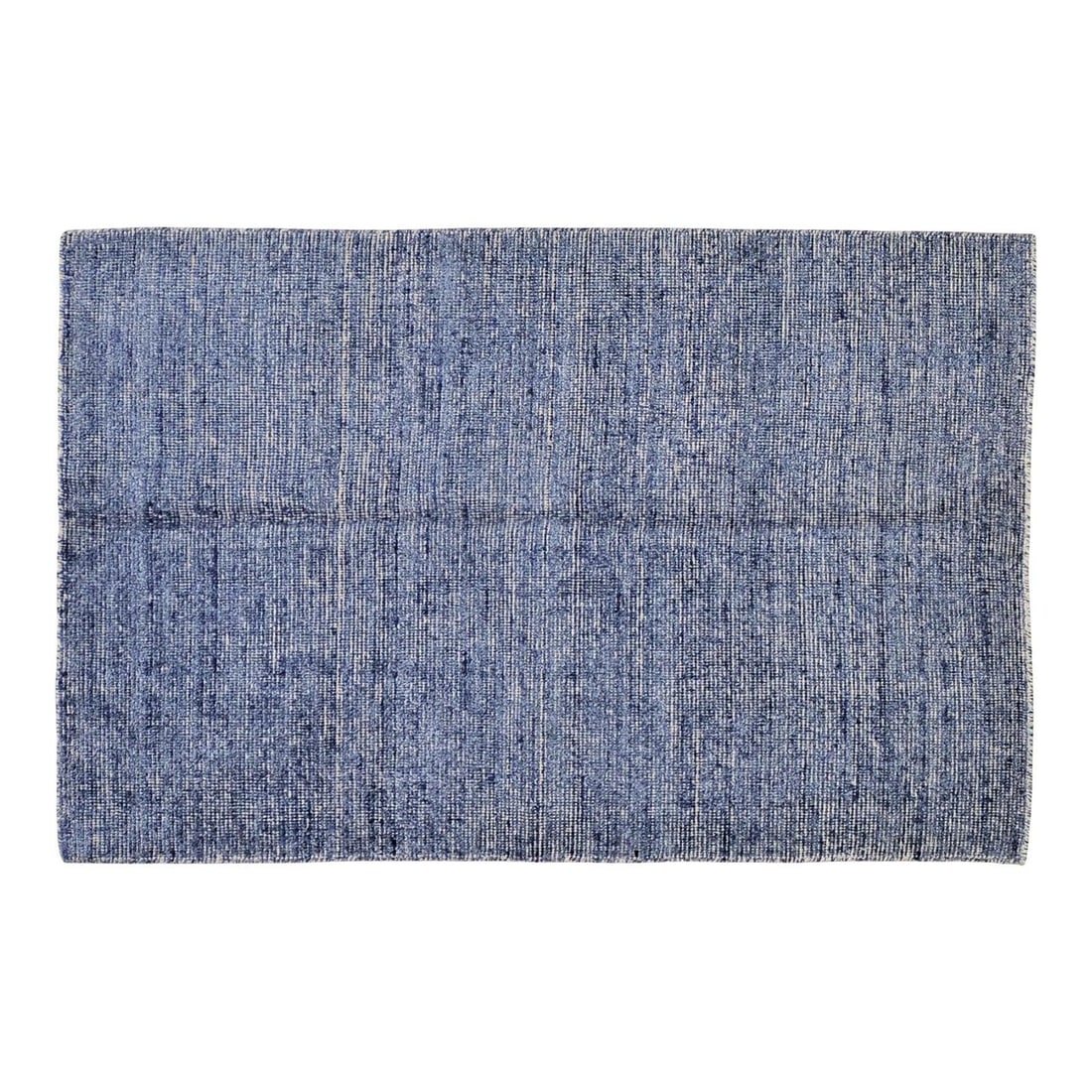 10' x 14' Minimalist Hand Loomed Bamboo Wool Rug in Navy Blue: 10' x 14' Minimalist Hand Loomed Bamboo Wool Rug in Navy Blue This modern hand-loomed rug features a contemporary minimalist design in navy blue tones, crafted from a blend of bamboo and wool. Its sof