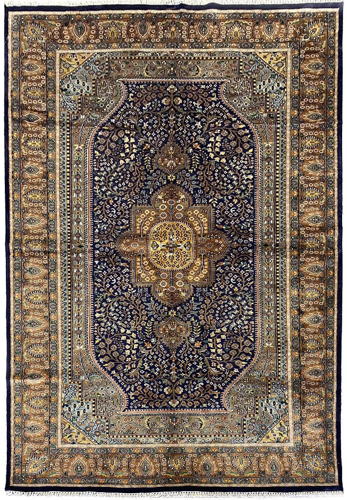 Kashmir Handmade Bamboo Silk Rug 5.9 x 9.4 Feet Tabriz Design: Kashmir Handmade Bamboo Silk Rug 5.9 x 9.4 Feet Tabriz Design Free continental US Shipping Elevate your home decor with this exquisite 5.9' x 9.4' Kashmir Handmade Bamboo Silk Rug. Crafted by skilled 