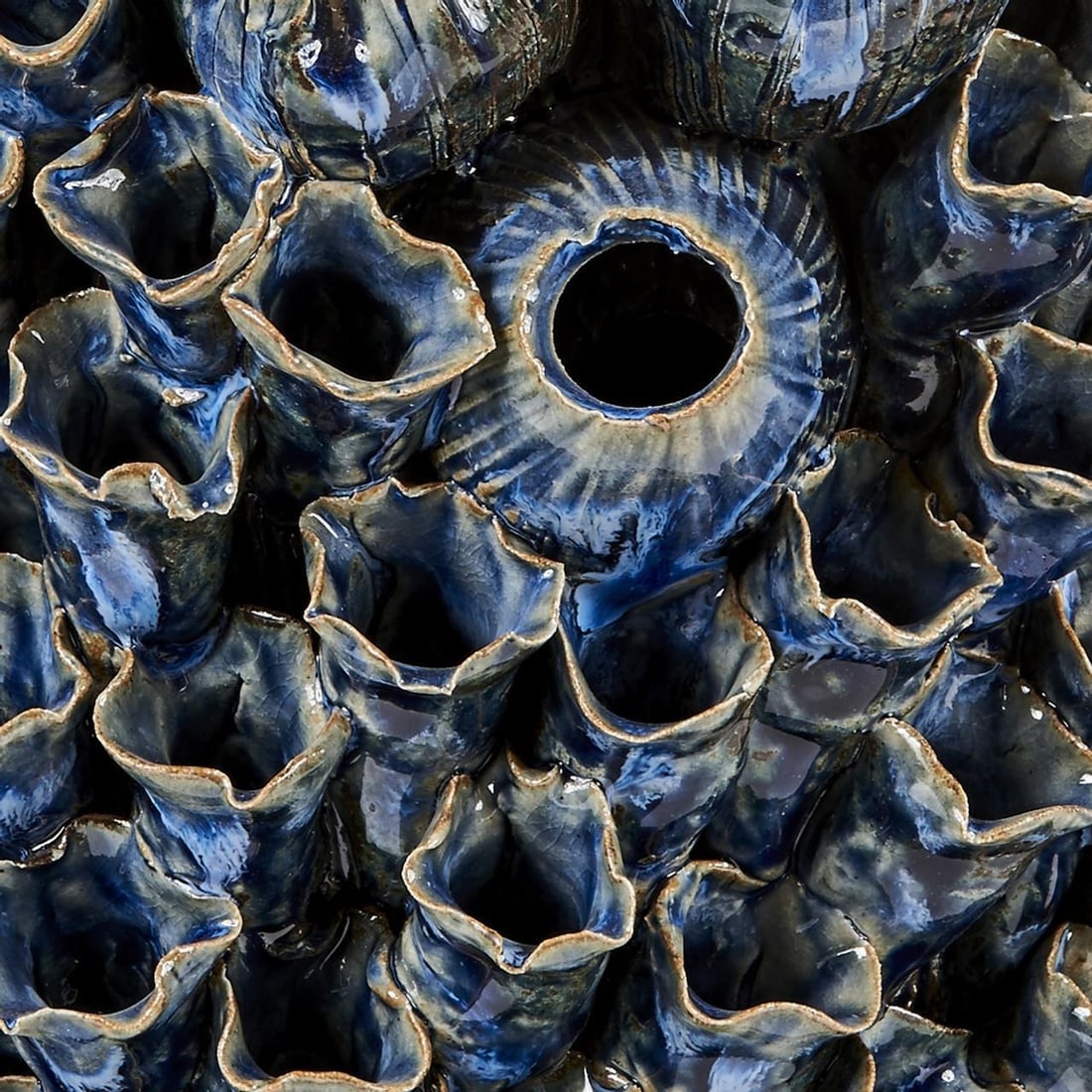 Handmade Blue Ceramic Lamp 36H for Home Decor (1 of 1)