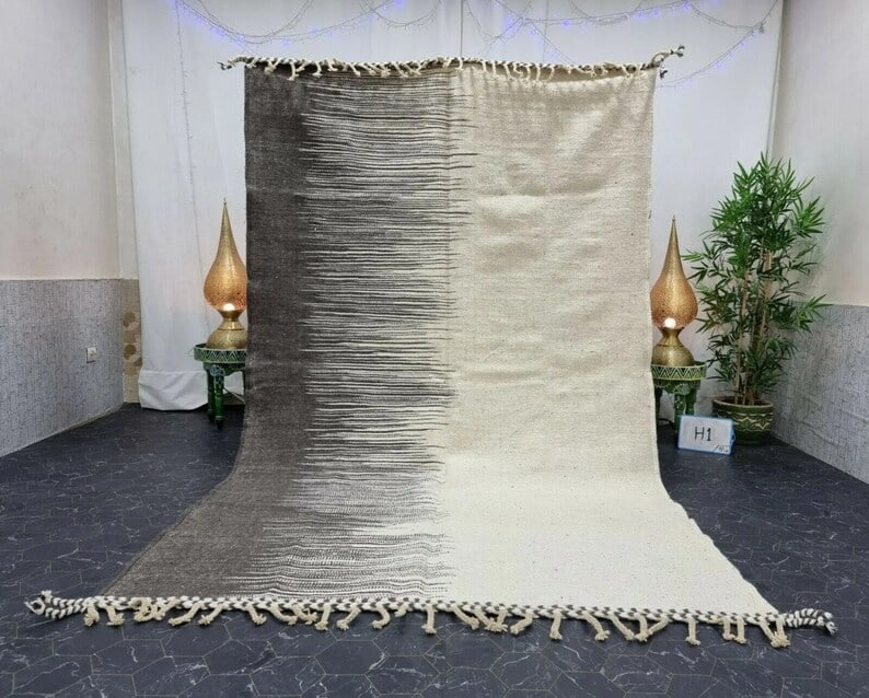 Authentic Handwoven Moroccan Rug 100% Sheep Wool 10 x 5 Feet: Authentic Handwoven Moroccan Rug 100% Sheep Wool 10 x 5 Feet Experience the charm of traditional craftsmanship with this Stunning Authentic Rug, handwoven by skilled Berber women weavers in the Atlas 