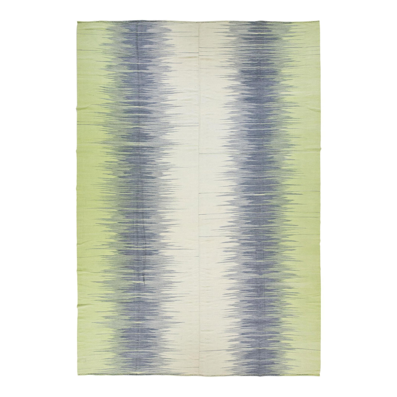 Oversize Green and Gray Abstract Wool Kilim Rug 11'8" x 17' (1 of 10)