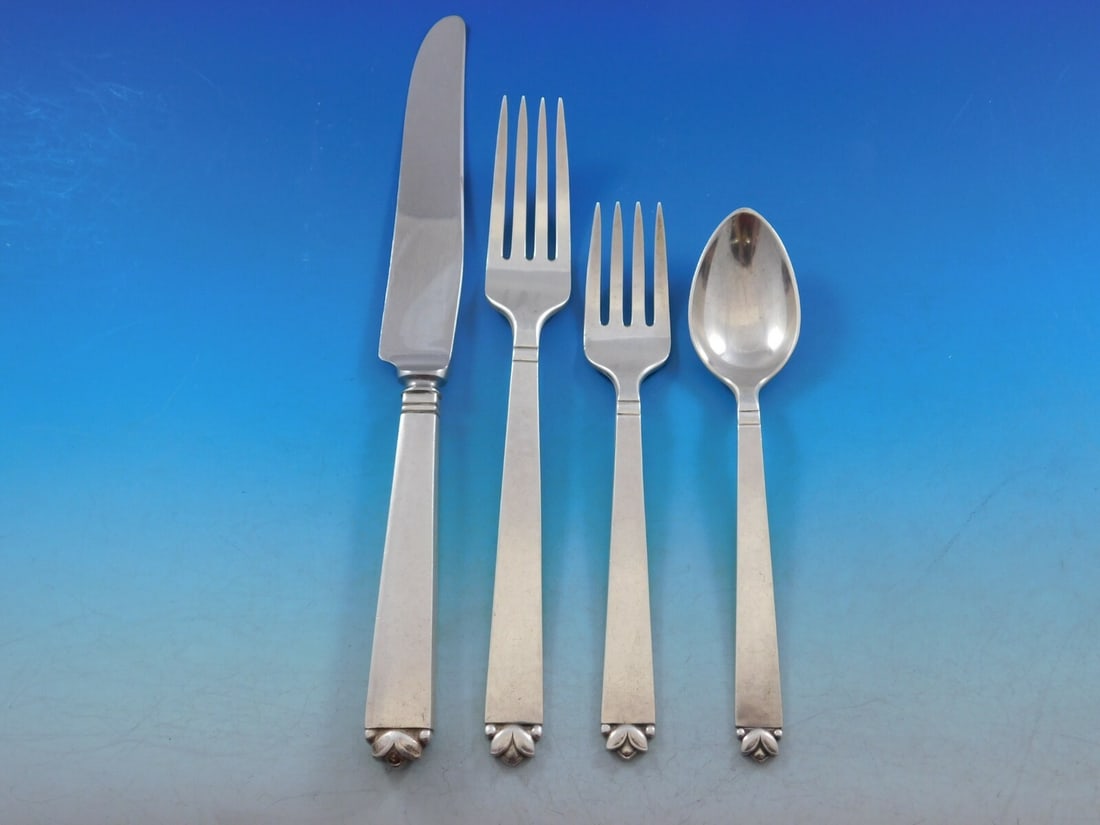 Old Newbury Crafters Oak Leaf Sterling Silver Flatware Set 25 Pieces (1 of 7)