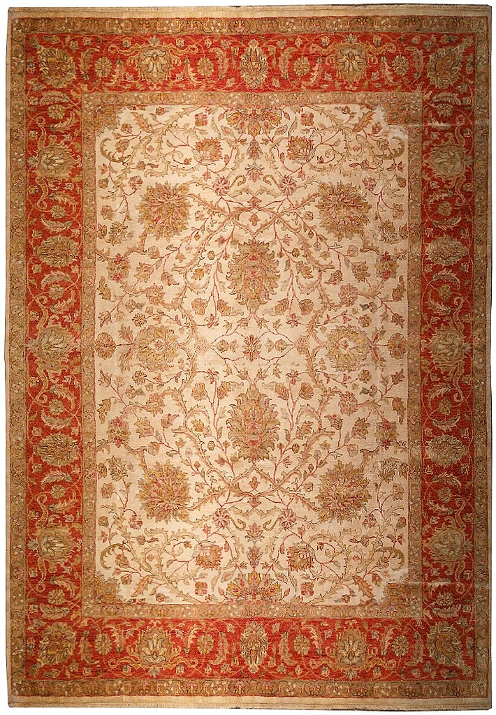 8 x 11 Beige Coral Hand-Knotted Wool Area Rug Ziglar Pattern (1 of 14)