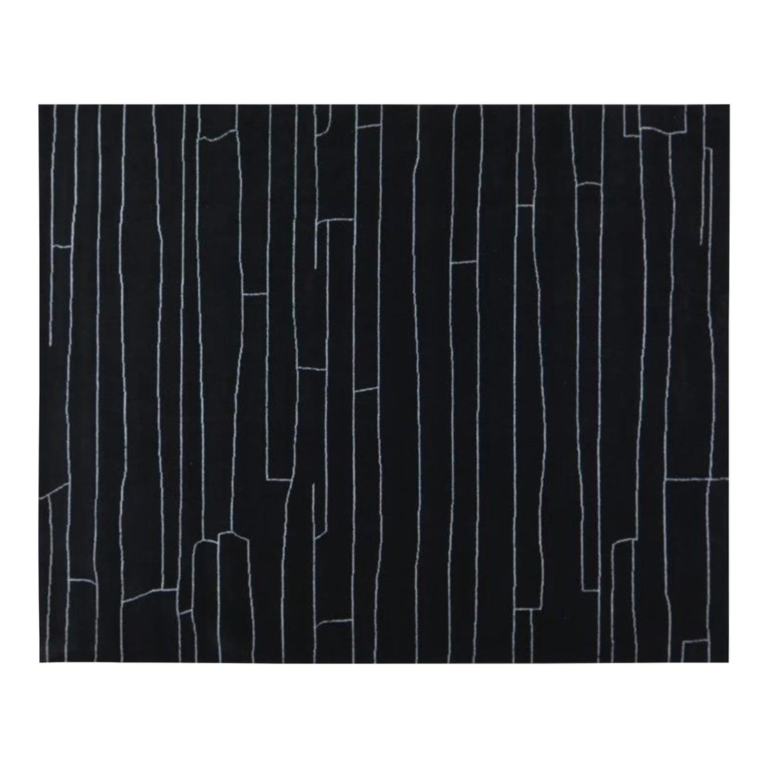 9'2 x 12' Abstract Moroccan Wool Rug Hand Knotted in Black and White: 9'2 x 12' Abstract Moroccan Wool Rug Hand Knotted in Black and White This Moroccan Azilal rug features a hand-knotted wool construction with an abstract black and white design. It is crafted from wool