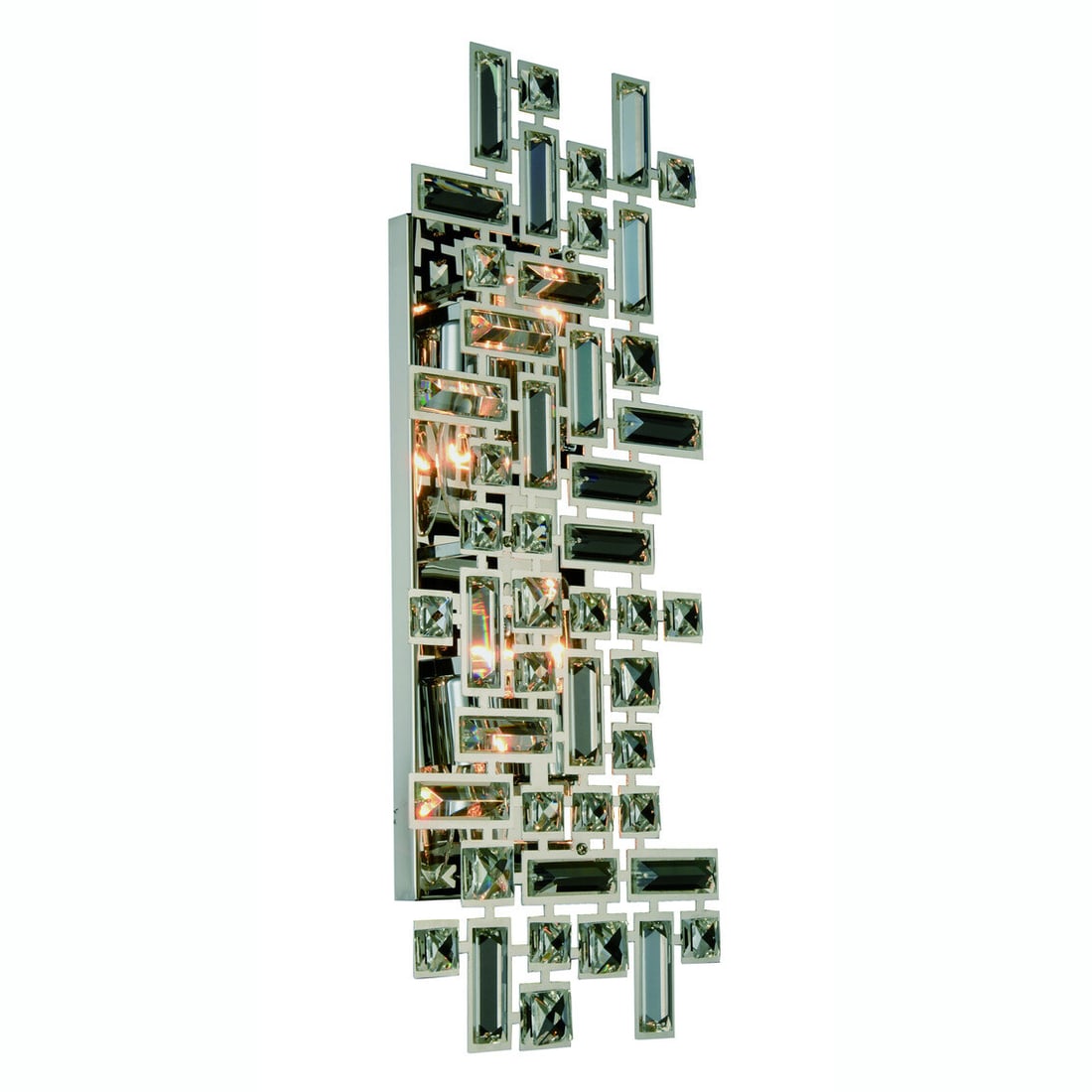 Picasso Chrome Crystal 4-Light Wall Sconce: Picasso Chrome Crystal 4-Light Wall Sconce This modern wall sconce from the Picasso collection features a polished chrome finish with crystal glass accents, offering a contemporary Art Deco-inspired l