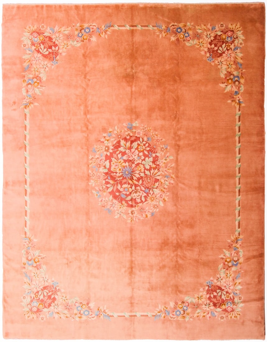 Antique Chinese Art Deco Wool Area Rug 10x13 Handmade 298cm x 386cm: Antique Chinese Art Deco Wool Area Rug 10x13 Handmade 298cm x 386cm This is an original antique Art Deco area rug, handmade in China circa 1920. Expertly hand-knotted from 100% wool with a cotton foun