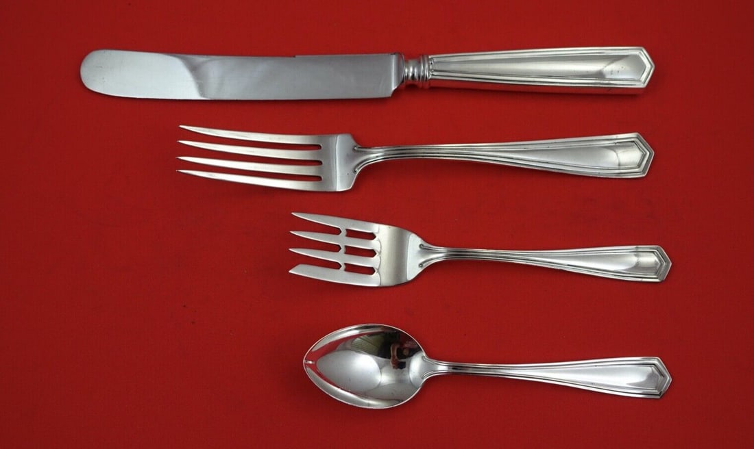 International Sterling Silver Brandon 4-Piece Dinner Set: International Sterling Silver Brandon 4-Piece Dinner Set Elevate your dining experience with this exquisite 4-piece place setting in the Brandon pattern by International Sterling. Crafted from high-qu