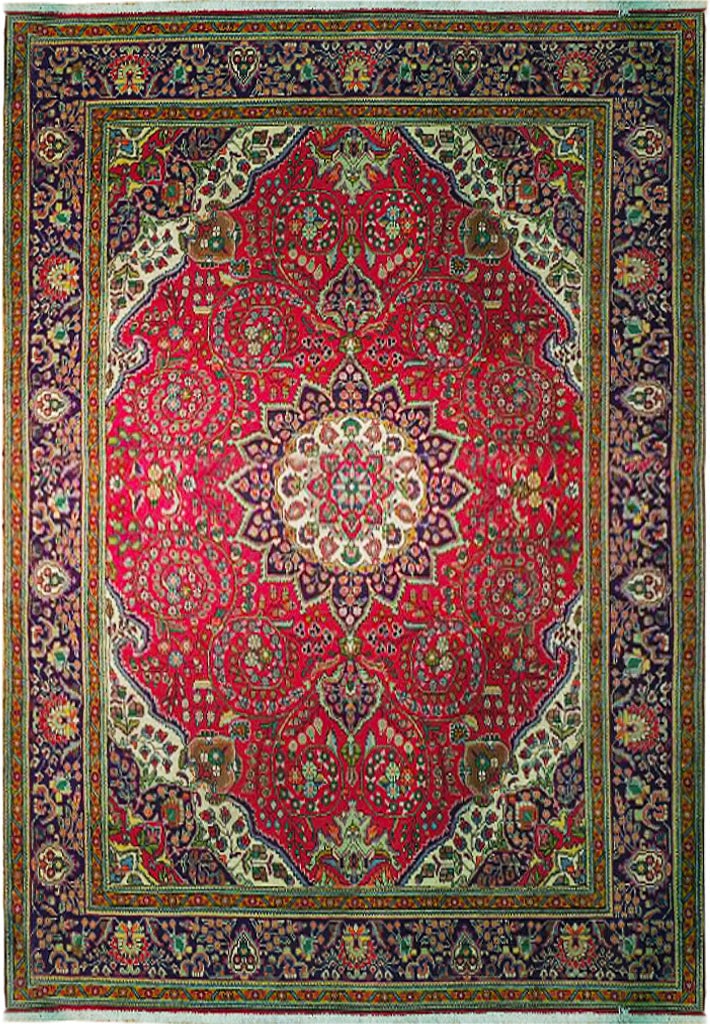 Handmade 9.8 x 13 Persian Lilihan Rug Red Pink Semi Antique (1 of 6)