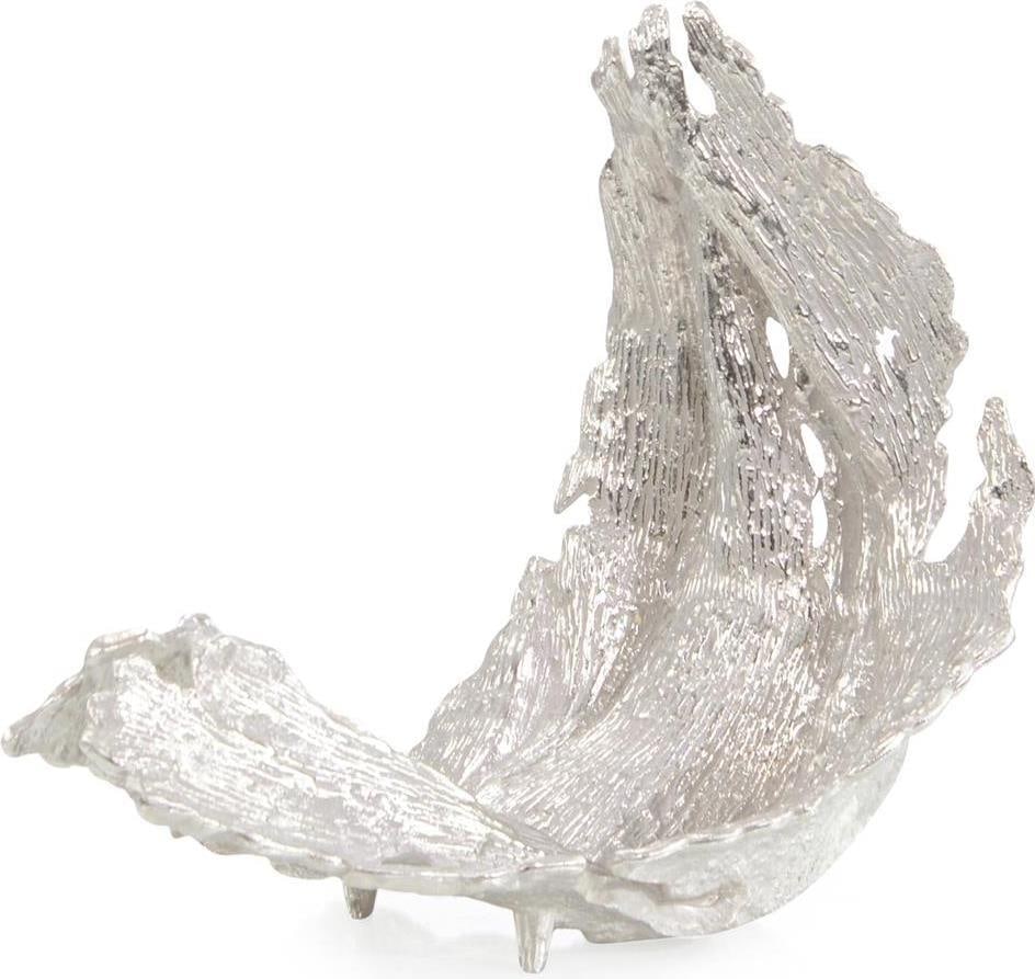 John-Richard Chic Nickel Leaf Sculpture Antique Style 14H 15.5W 9.5D: John-Richard Chic Nickel Leaf Sculpture Antique Style 14H 15.5W 9.5D Introducing a stunning Chic Nickel Leaf Sculpture that embodies timeless elegance with its antique or vintage style. Crafted with m