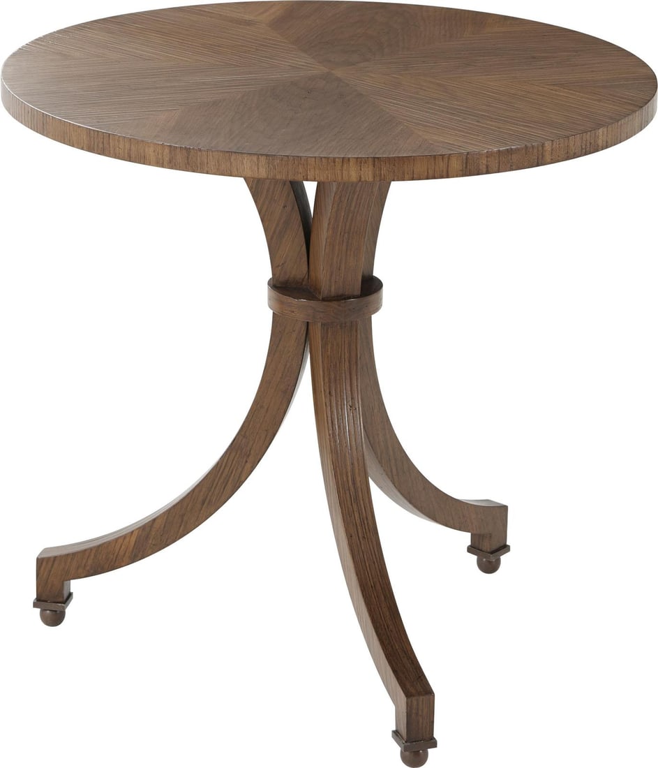 Theodore Alexander Circular Walnut Side Table 26.5H 28W 28D (1 of 4)