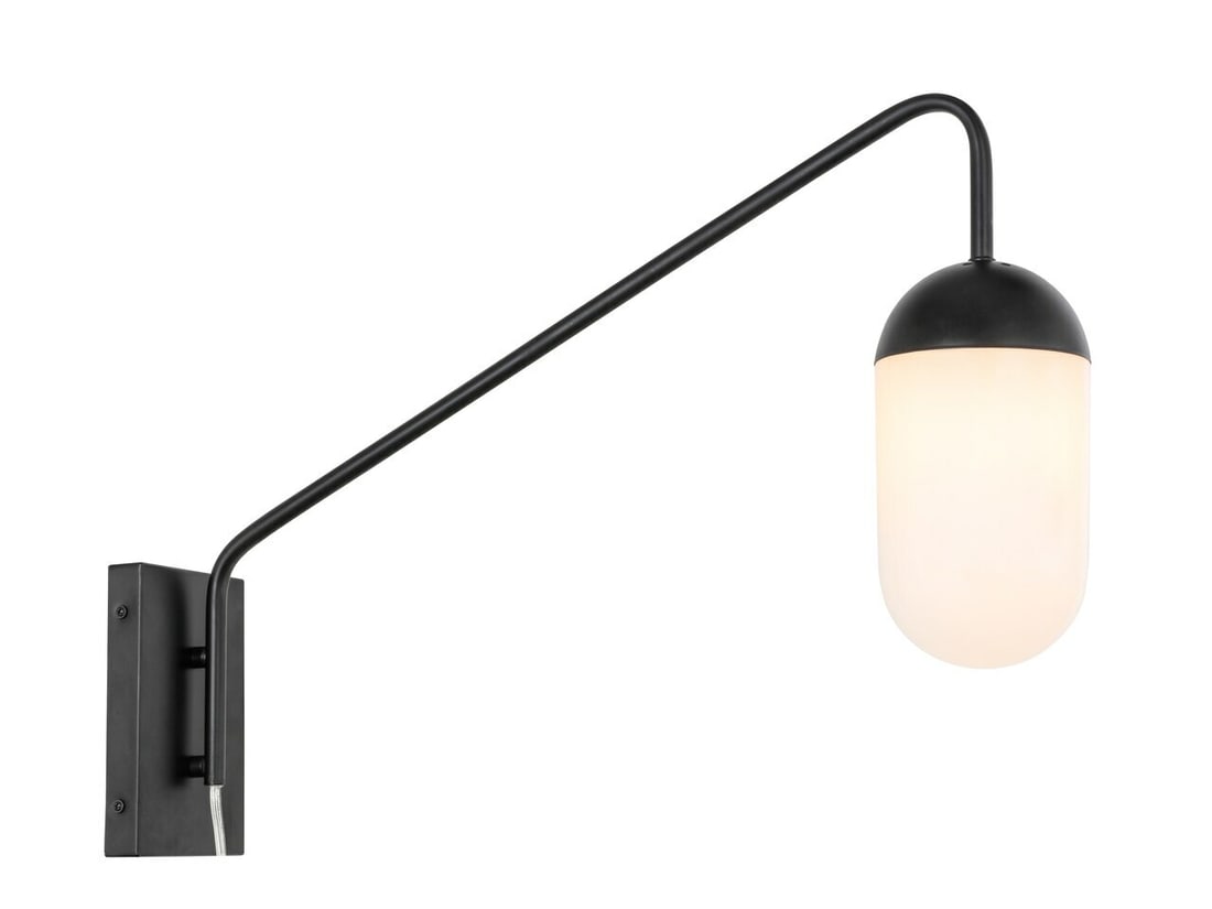 Kace Black Metal Wall Sconce with Frosted Glass Shade (1 of 11)