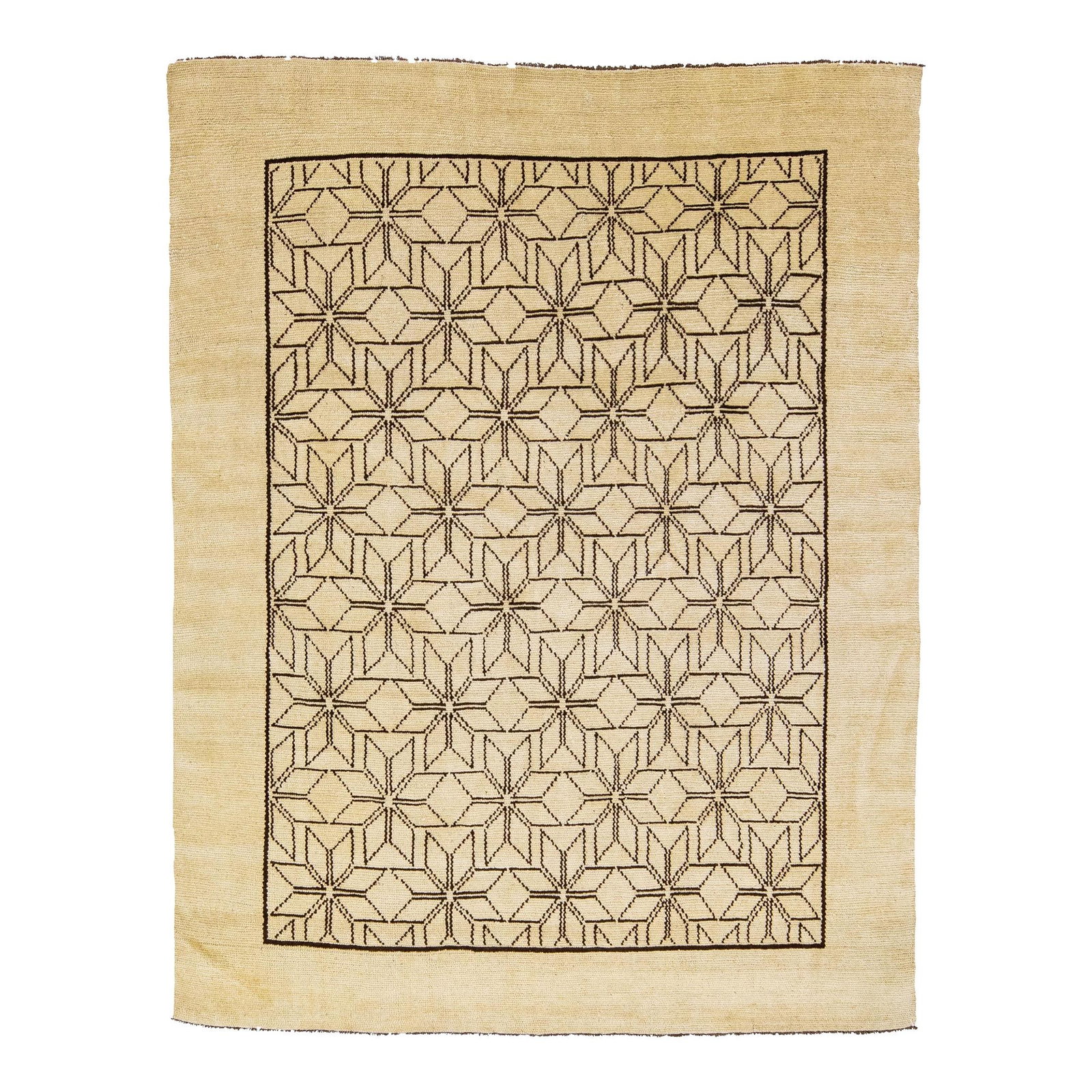 Modern Moroccan Beige Handmade Wool Rug 6'9 x 8'8 Geometric Design: Modern Moroccan Beige Handmade Wool Rug 6'9 x 8'8 Geometric Design Enhance your living space with this exquisite Moroccan-style handmade wool rug from the Northwest collection. Showcasing a beautiful 