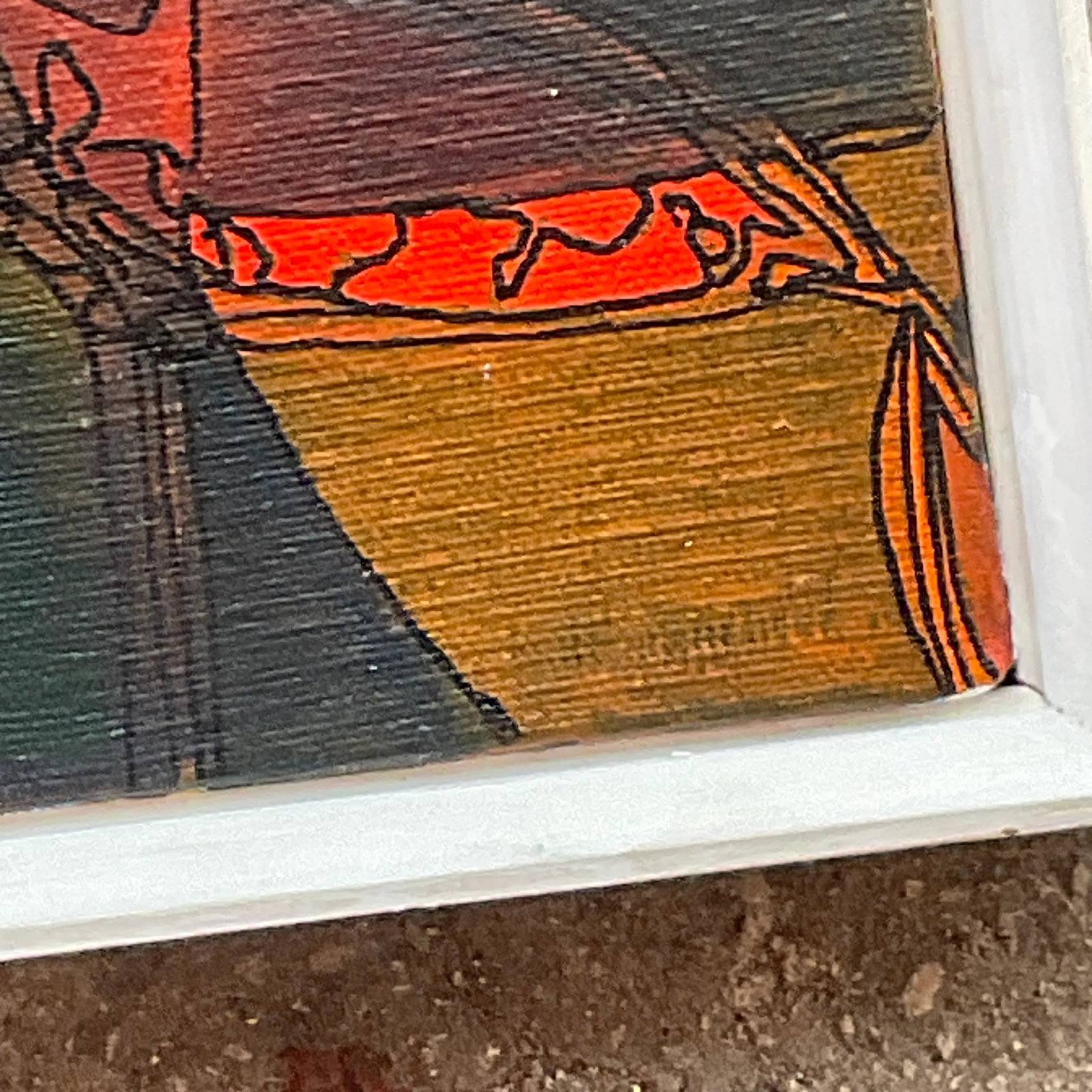 Vintage Boho Abstract Oil Painting on Canvas 10.75x8.75 - 3