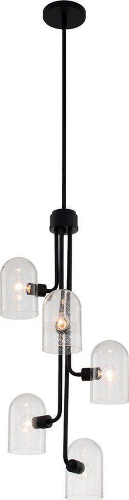Kalco Cupola 5-Light Matte Black Foyer Chandelier Farmhouse Chic: Kalco Cupola 5-Light Matte Black Foyer Chandelier Farmhouse Chic Illuminate your entryway with the Cupola 5-Light Matte Black Foyer Chandelier. This striking fixture features a classic dome shade desi