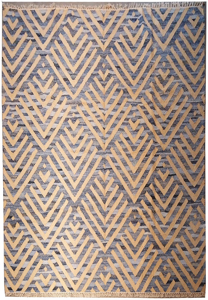 8 x 10 Double-Sided Kilim Rug Handmade Wool Modern Design: 8 x 10 Double-Sided Kilim Rug Handmade Wool Modern Design Free continental US Shipping Enhance your living space with this 8 x 10 Flat Weave Contemporary Double-Sided Kilim Rug. Handwoven using tradit