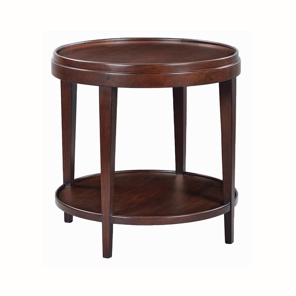 Oliver Home Liz Collection Round Acacia Side Table with Lower Shelf (1 of 2)
