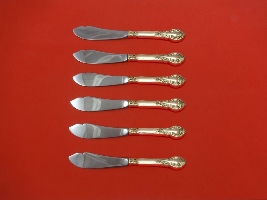 Kirk-Stieff Royal Dynasty Sterling Silver Trout Knife Set 6pc 7.5": Kirk-Stieff Royal Dynasty Sterling Silver Trout Knife Set 6pc 7.5" Introducing the Royal Dynasty Sterling Silver Trout Knife Set by Kirk-Stieff, a stunning collection of flatware that embodies eleganc