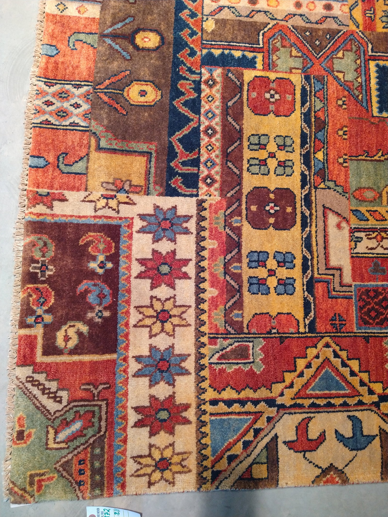 7 x 11 Multi-Colored Patchwork Natural Wool Rug - 4