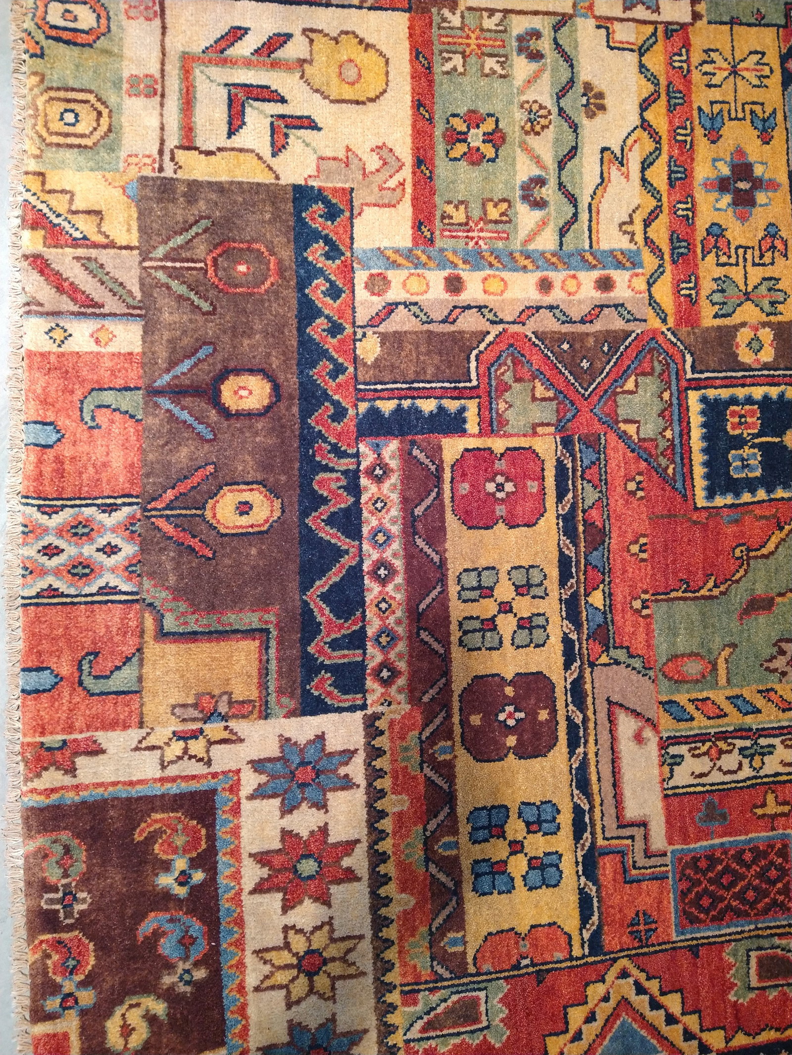 7 x 11 Multi-Colored Patchwork Natural Wool Rug - 5