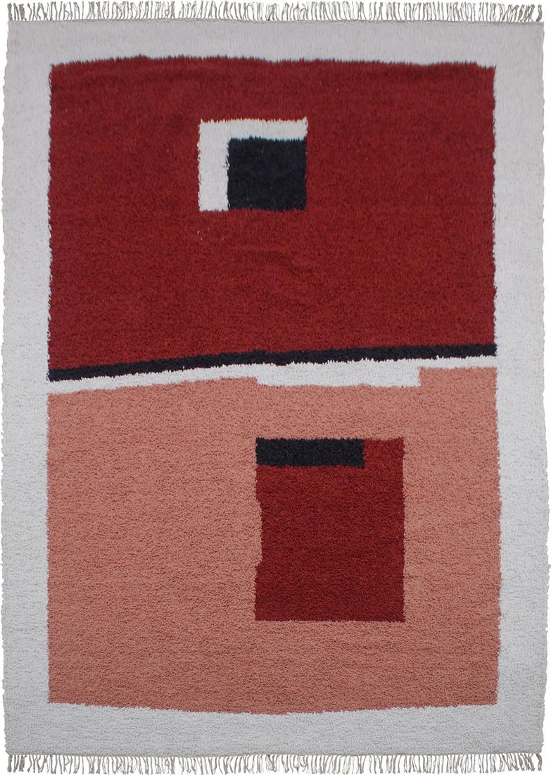 Multicolor Handwoven Evosmos Rug 108x144 Modern Style: Multicolor Handwoven Evosmos Rug 108x144 Modern Style Elevate your living space with the exquisite Multicolor Evosmos Rug. This stunning handwoven rug, crafted from durable polyester, offers a perfect