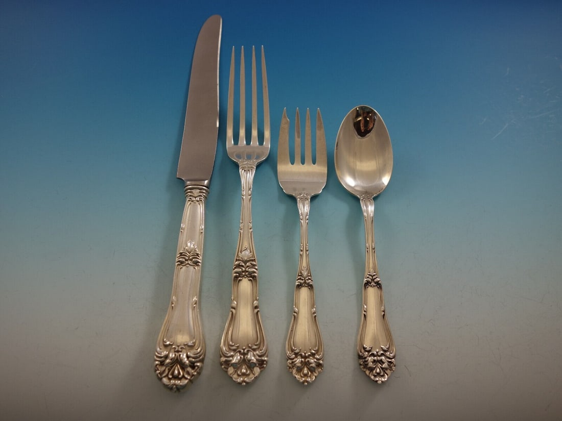 Amston Silver Champlain 4pc Sterling Silver Place Setting: Amston Silver Champlain 4pc Sterling Silver Place Setting Enhance your dining experience with this exquisite Champlain pattern dinner size place setting by Amston Silver. Crafted from high-quality ste