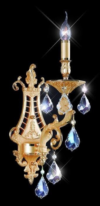 Artistry Gold Asfour Crystal Wall Sconce 22in 7in: Artistry Gold Asfour Crystal Wall Sconce 22in 7in This modern wall sconce features a high-quality gold frame adorned with sparkling Asfour crystals, offering an elegant lighting solution for indoor sp