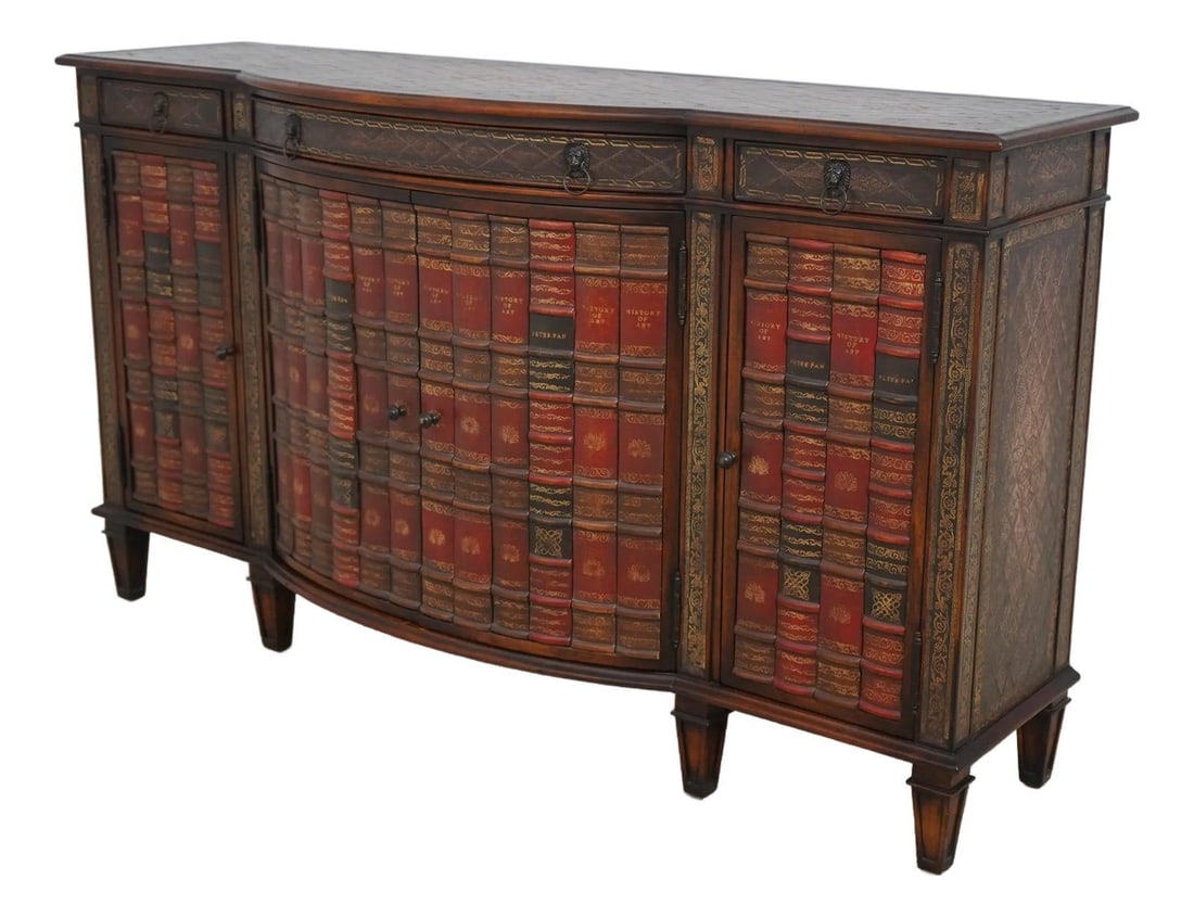 Theodore Alexander Model 6133-038 Vintage Leathertop Sideboard with Brass Hardware: Theodore Alexander Model 6133-038 Vintage Leathertop Sideboard with Brass Hardware This Theodore Alexander sideboard is a stunning vintage piece, approximately 20 years old, featuring a factory distre