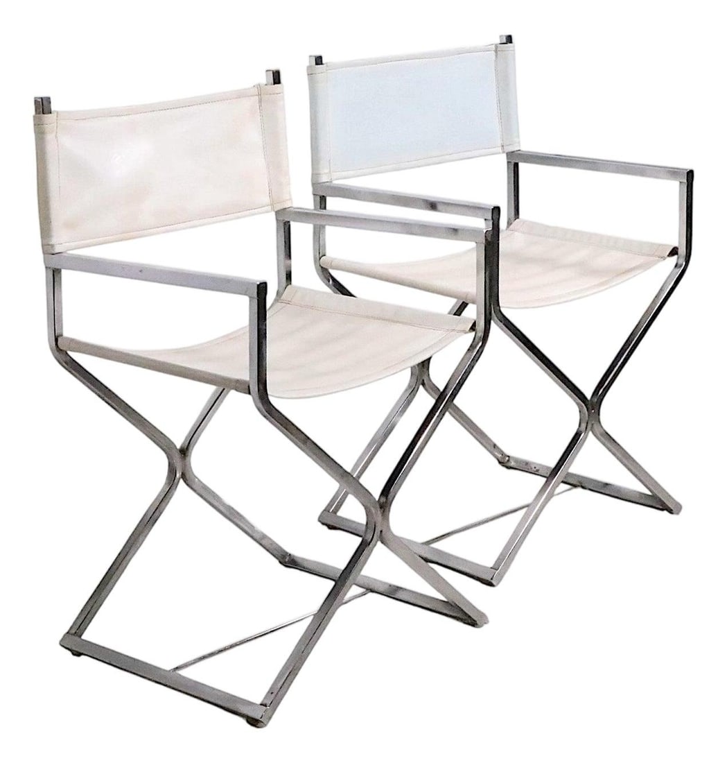 Pair of Robert Kjer Jakobsen chrome vinyl directors chairs (1 of 10)