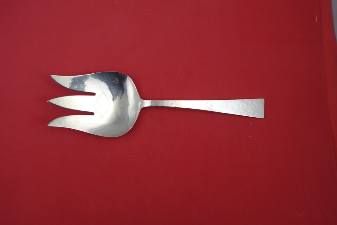 Allan Adler Starlit Sterling Silver Vegetable Serving Fork 10 Inch Hand Hammered (1 of 2)
