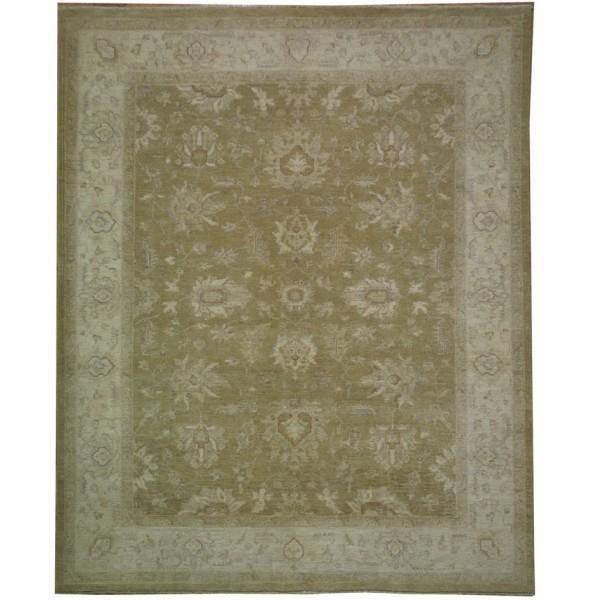 8 x 9.7 Sage Green Chobi Peshawar Handmade Area Rug (1 of 6)