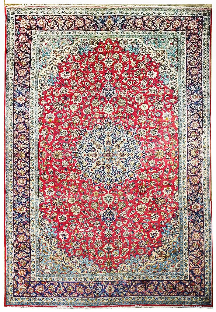 9.1' x 16' Handwoven Persian Najafabad Area Rug Red: 9.1' x 16' Handwoven Persian Najafabad Area Rug Red Free continental US Shipping Transform your living space with the exquisite 9.1' x 16' Persian Najafabad Esfahan Rug in vibrant red. This stunning a