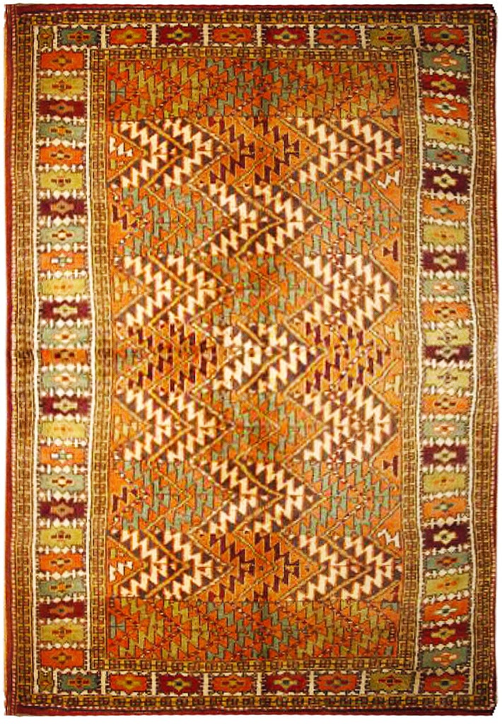 Vibrant 3'10 x 6'4 Russian Handmade Kazak Rug Multi-Color Design: Vibrant 3'10 x 6'4 Russian Handmade Kazak Rug Multi-Color Design Free continental US Shipping Enhance your living space with this exquisite 3' 10" x 6' 4" Multi-Color Russian Handmade Kazak Rug. This 