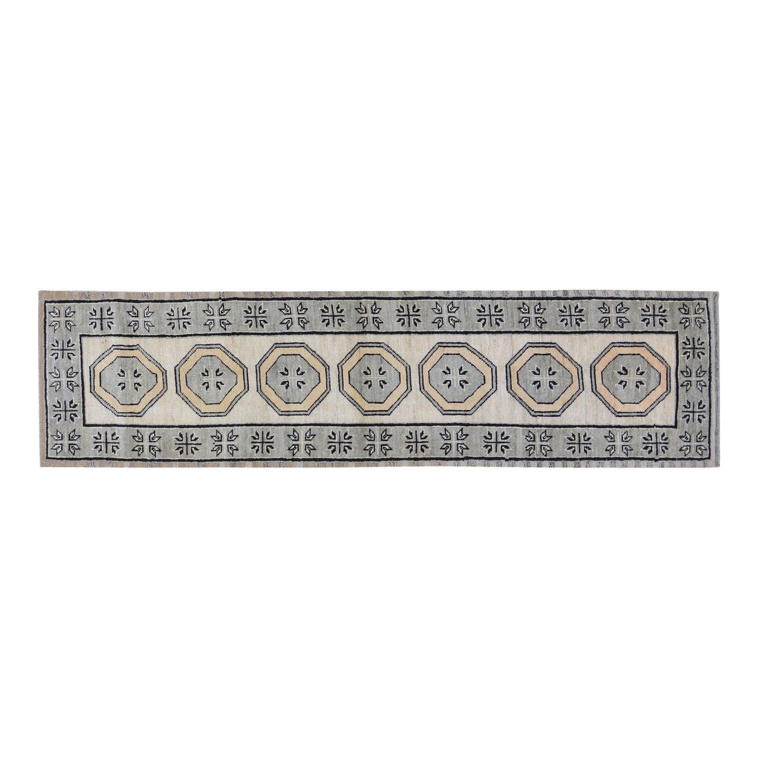 2'9" x 11' Wool Runner Traditional Oushak Hand-Knotted Tan Rug: 2'9" x 11' Wool Runner Traditional Oushak Hand-Knotted Tan Rug This Oushak hand-knotted wool rug showcases traditional craftsmanship combined with a modern design sensibility. Constructed from durable