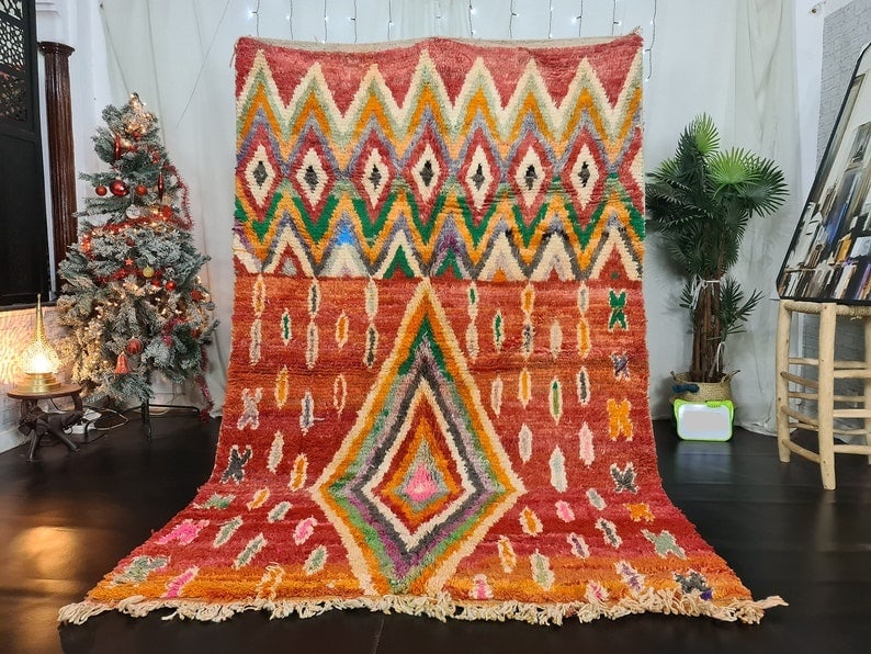 Authentic Handmade Berber Wool Rug 8 x 5 feet Morocco: Authentic Handmade Berber Wool Rug 8 x 5 feet Morocco Experience the charm of Morocco with this Beautiful Authentic Handmade Wool Rug. Expertly handwoven by local Berber women weavers in the Middle At
