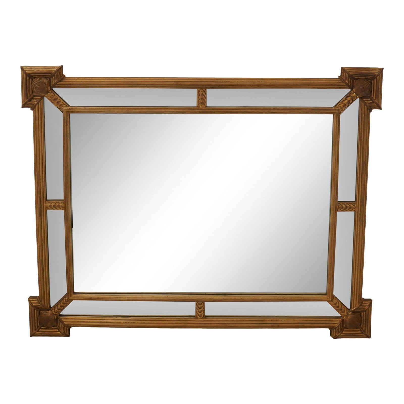 Gold Gilt Chippendale Style Mirror with Shell Carved Corners 42.5 x 33.5: Gold Gilt Chippendale Style Mirror with Shell Carved Corners 42.5 x 33.5 This exquisite Gold Gilt Chippendale Style Wall Mirror showcases quality construction and elegant shell-carved corners, making 