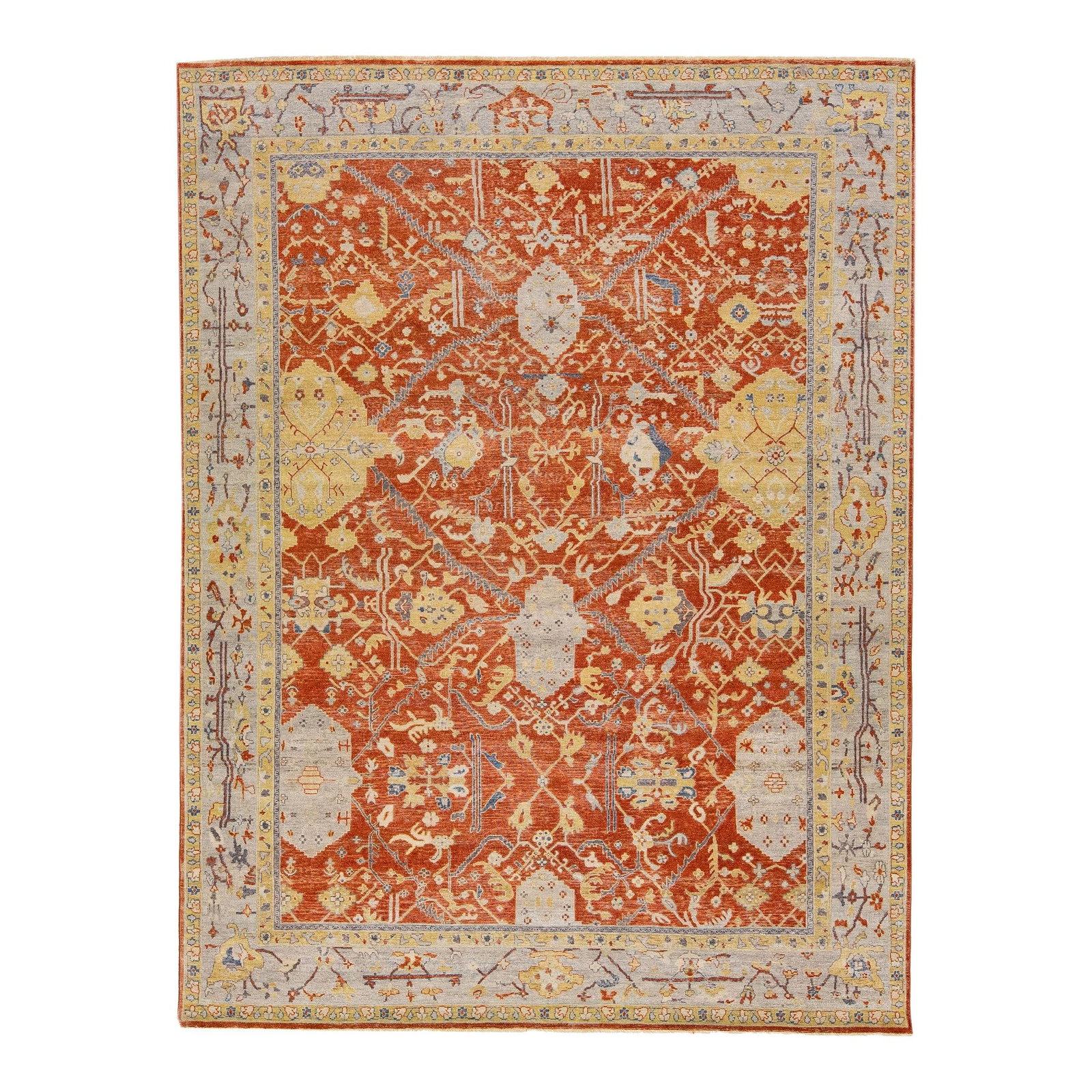 Modern Indian Tabriz Handmade Wool Rug with Floral Design (1 of 7)