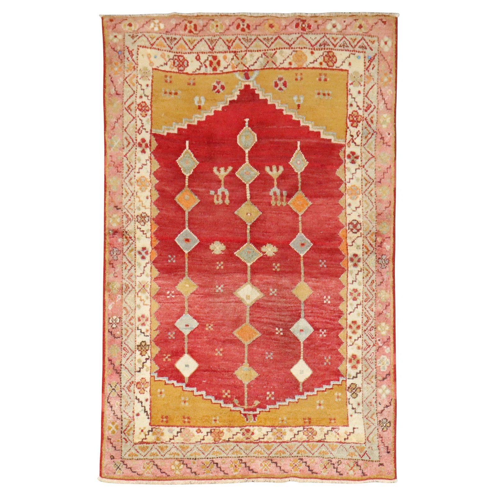 Zabihi Collection Vintage Turkish Anatolian Hand-Knotted Rug 37 x 59: Zabihi Collection Vintage Turkish Anatolian Hand-Knotted Rug 37 x 59 Experience the charm of the early 20th century with this vintage Turkish Anatolian scatter rug from the Zabihi Collection. Measurin